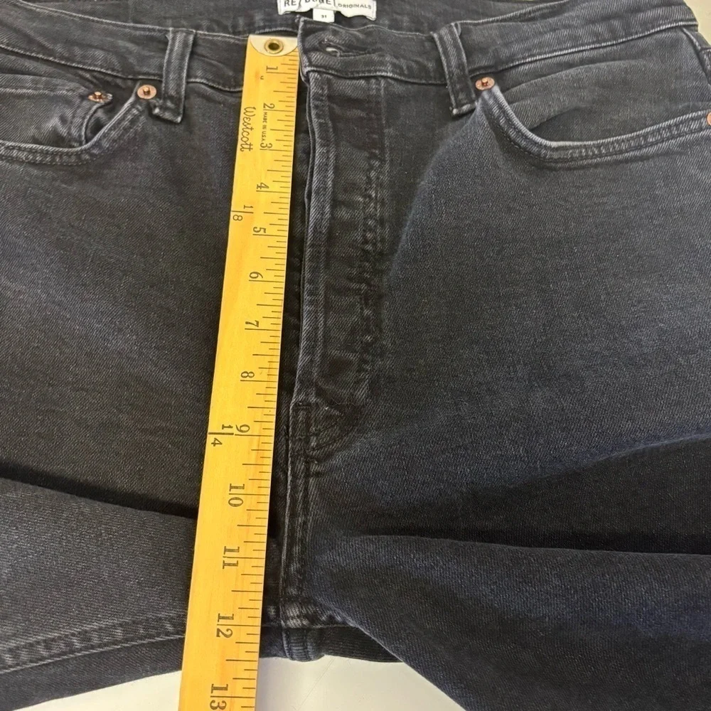 RE/DONE Straight Cropped Raw Hem Button Fly Faded Black Jeans Women’s Size 31